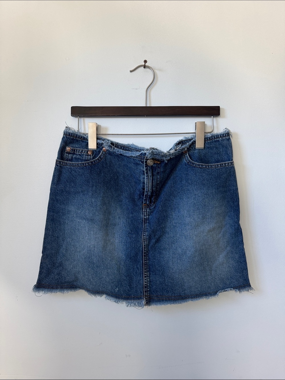 Paris Blues Distressed Blue Denim Mini Skirt